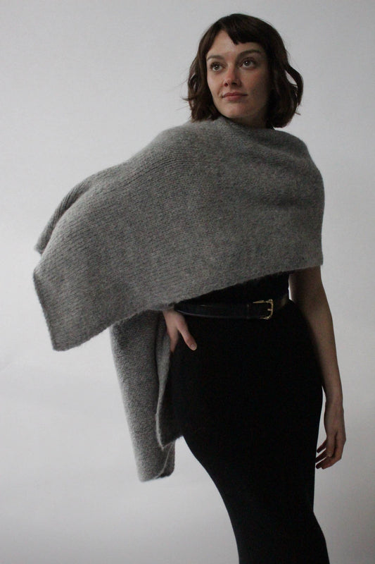 Na Nin - PRE-ORDER: Ralphie Knitted Suri Alpaca Blanket Scarf: Jute / O/S