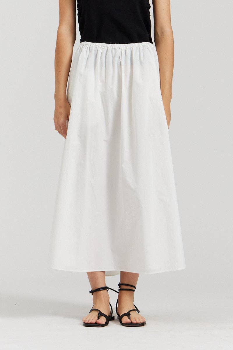 there. elsewhere - Cotton Poplin Skirt: Off White / Small