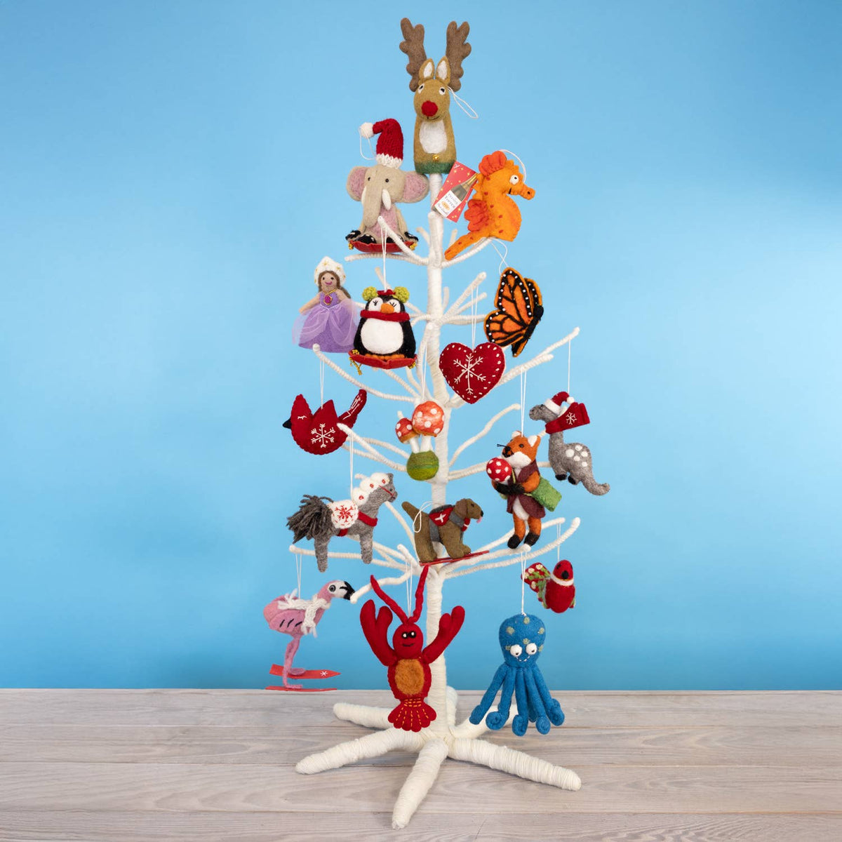 Tall Woolie Tree Display - White