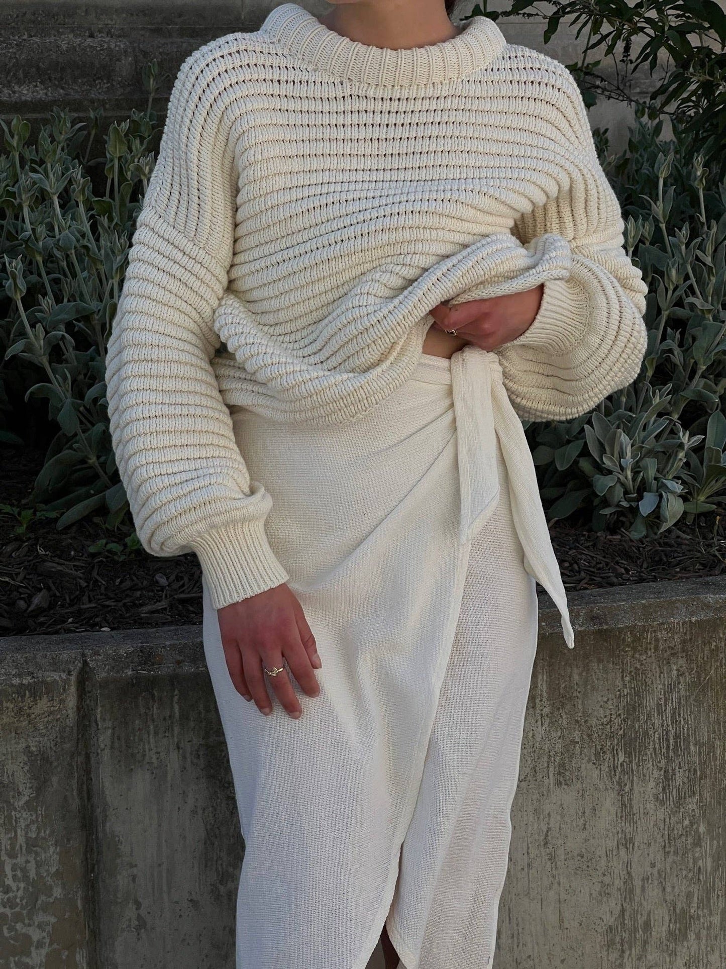 Na Nin - Romy Cotton Balloon Sleeve Sweater: Ivory / O/S