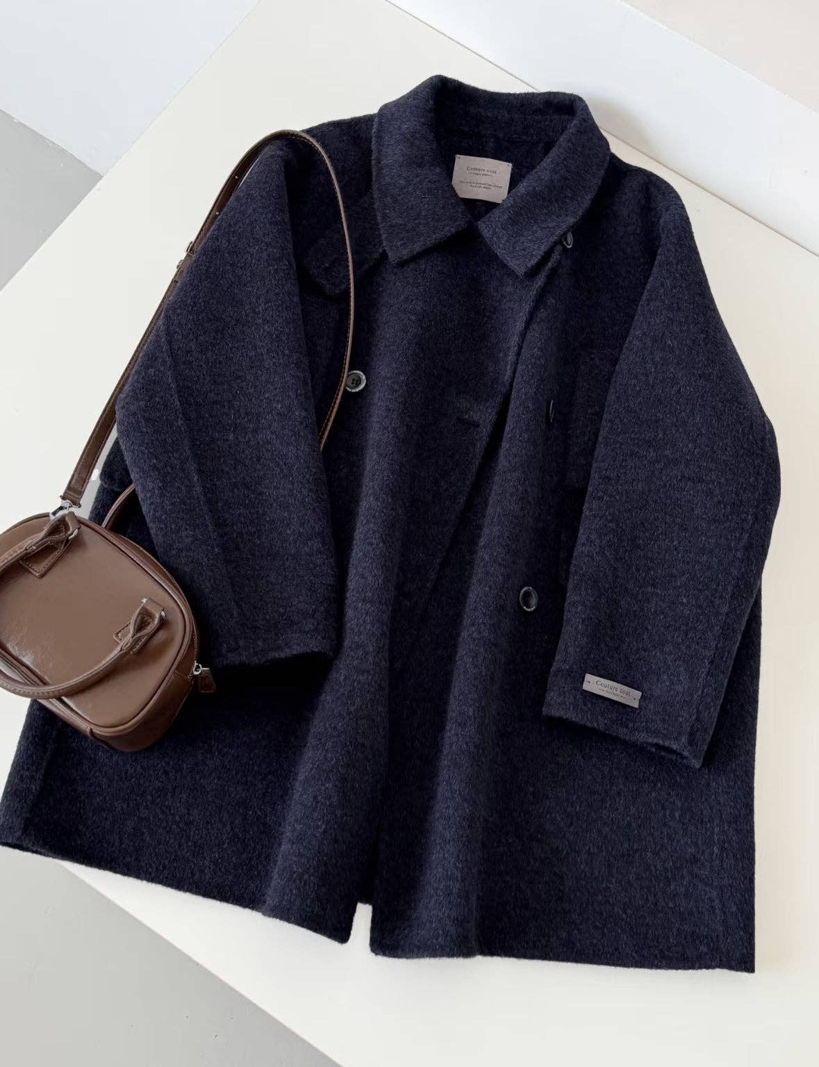 Merrin Double-Breasted Wool Coat -Cocoa Bean / One size-