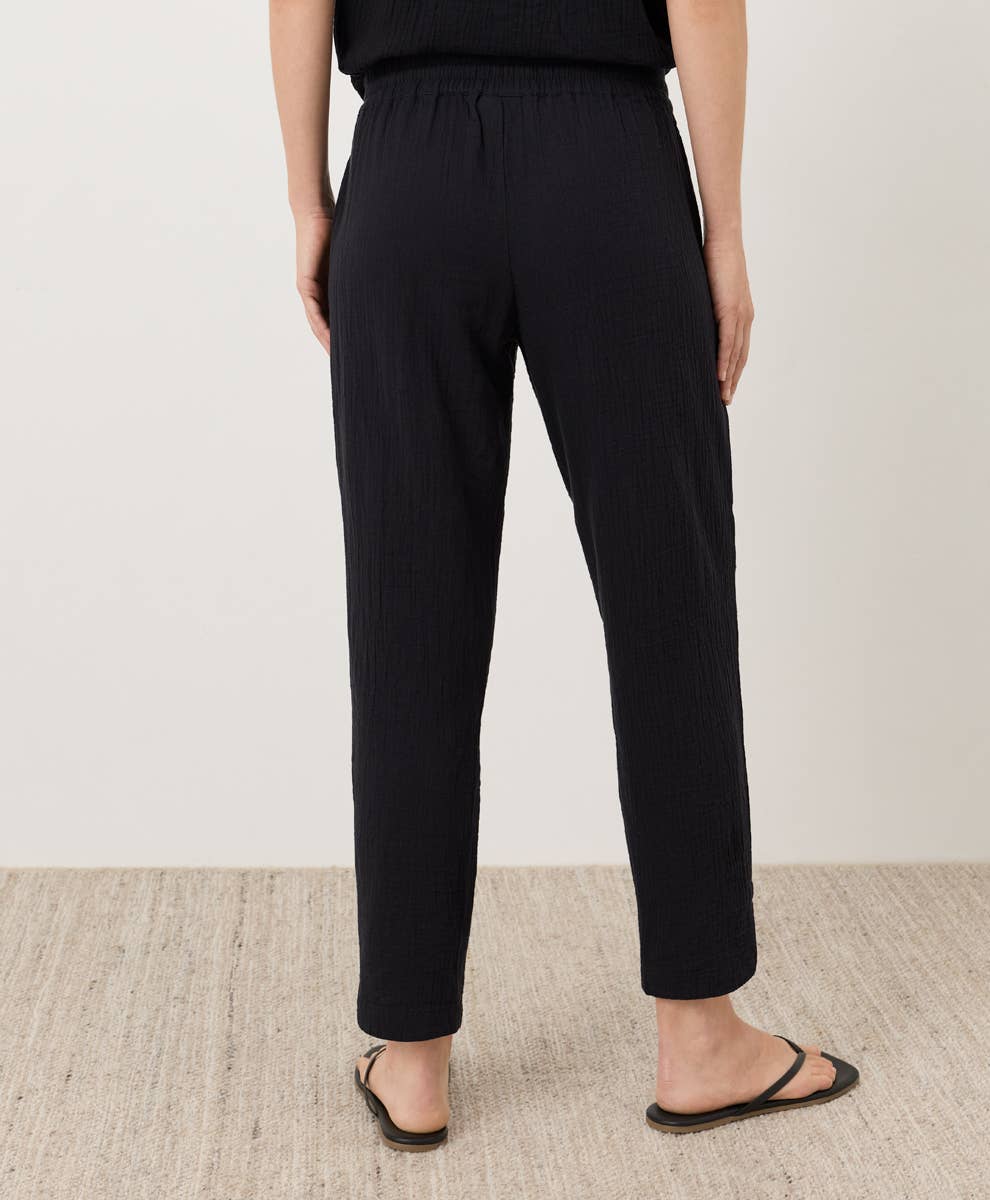 Shore and Town Double Gauze Tapered Pull-On Pant: Jet