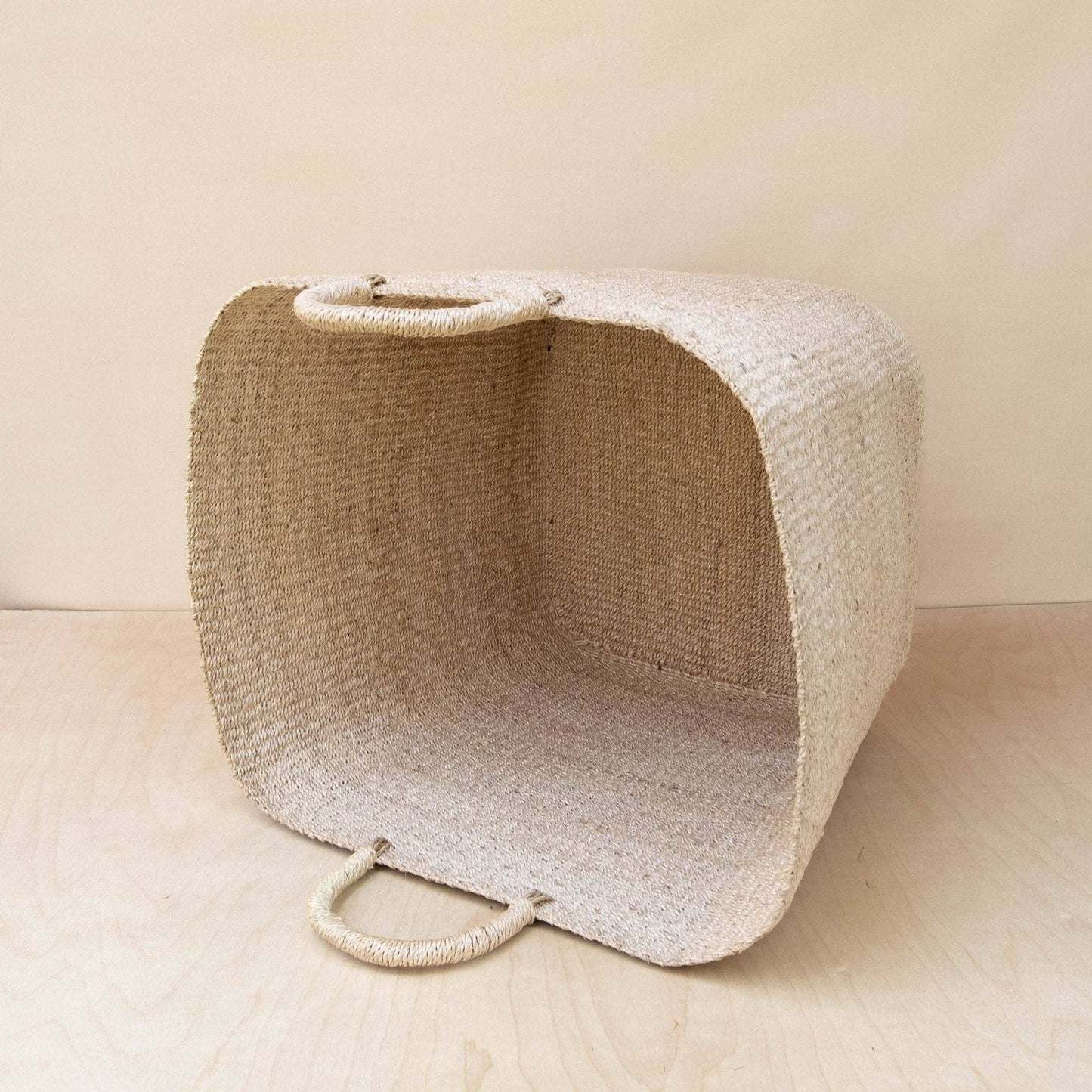 Large Hemp Square Wicker Handle Basket