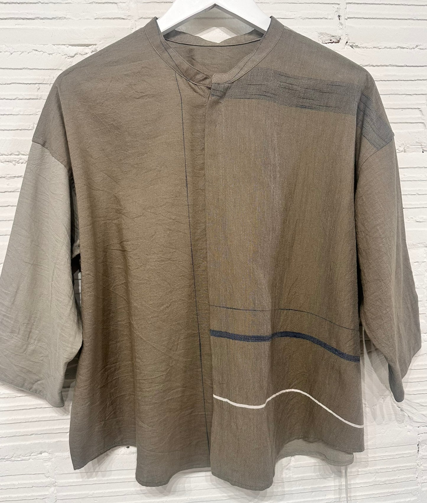 Flat Thin Collar Button Up, Organic Cotton Tamaki Niime