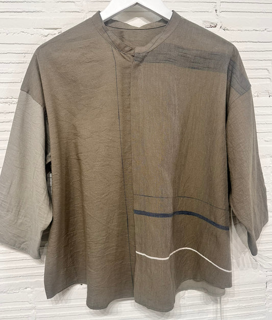 Flat Thin Collar Button Up, Organic Cotton Tamaki Niime