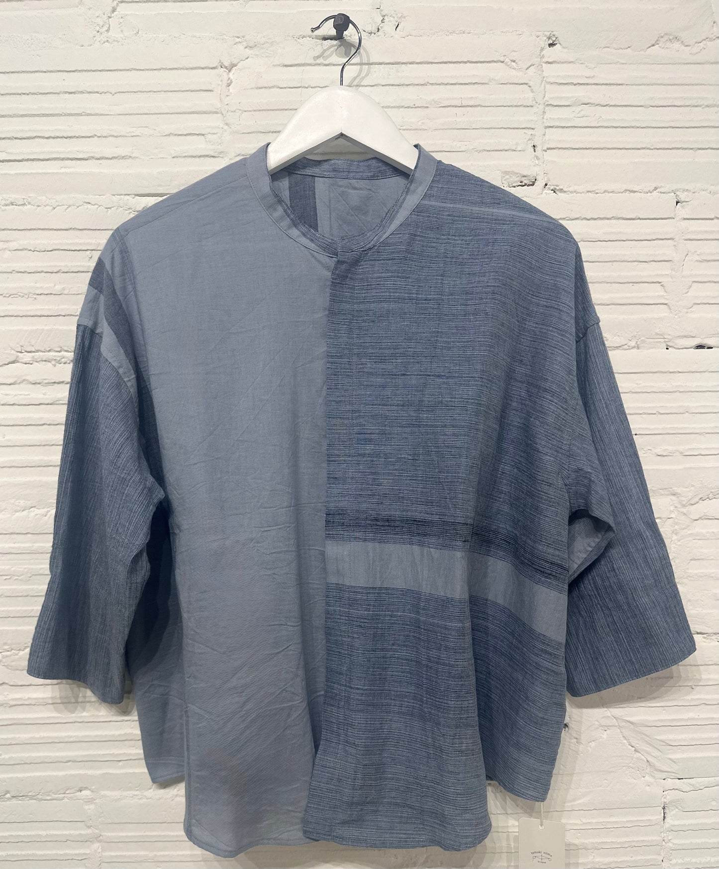 Flat Thin Collar Button Up, Organic Cotton Tamaki Niime