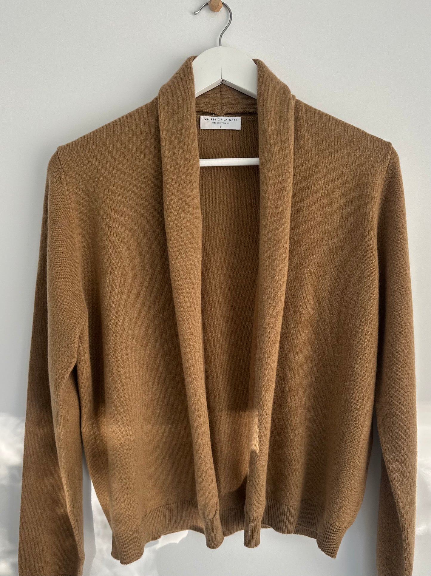 Blair Cashmere Seamless Open Cardigan -Camel