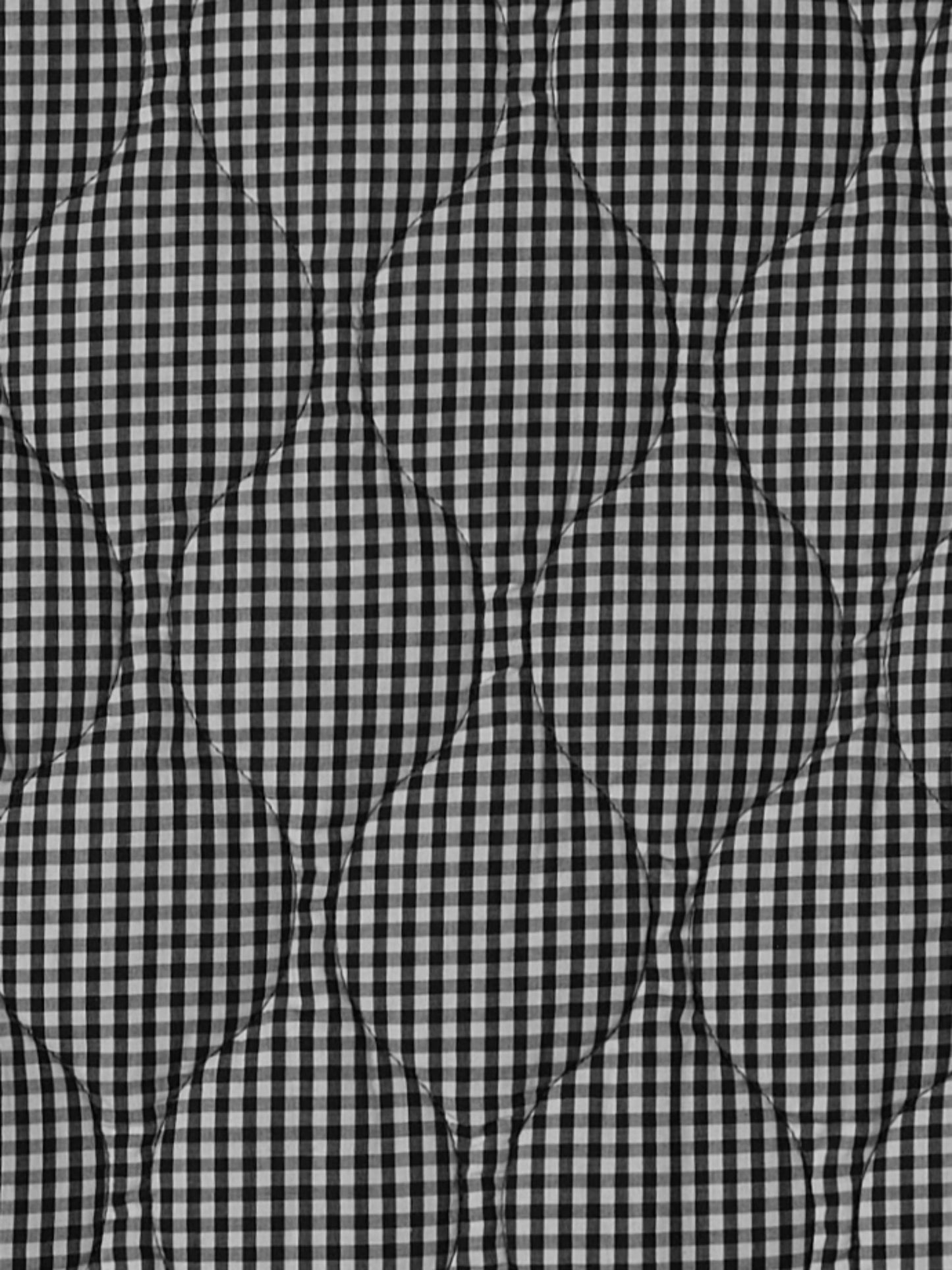 Quilted Gingham Cotton Cropper: Black / SMALL