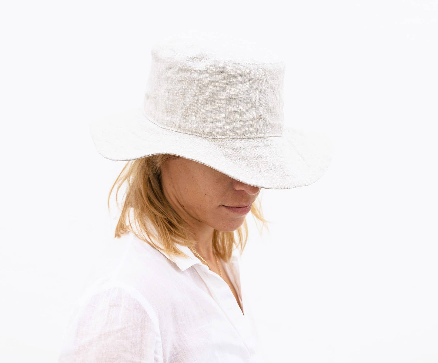 Celina Mancurti, LLC - Linen Bucket Hat: Oatmeal