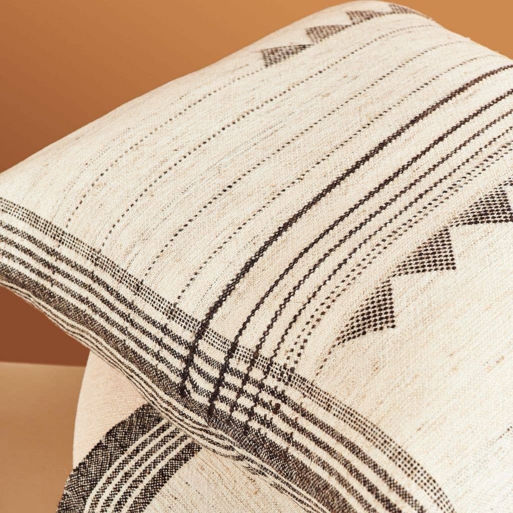 Kora Handloom Large Ecru Textured Pillow Cover with feather fill