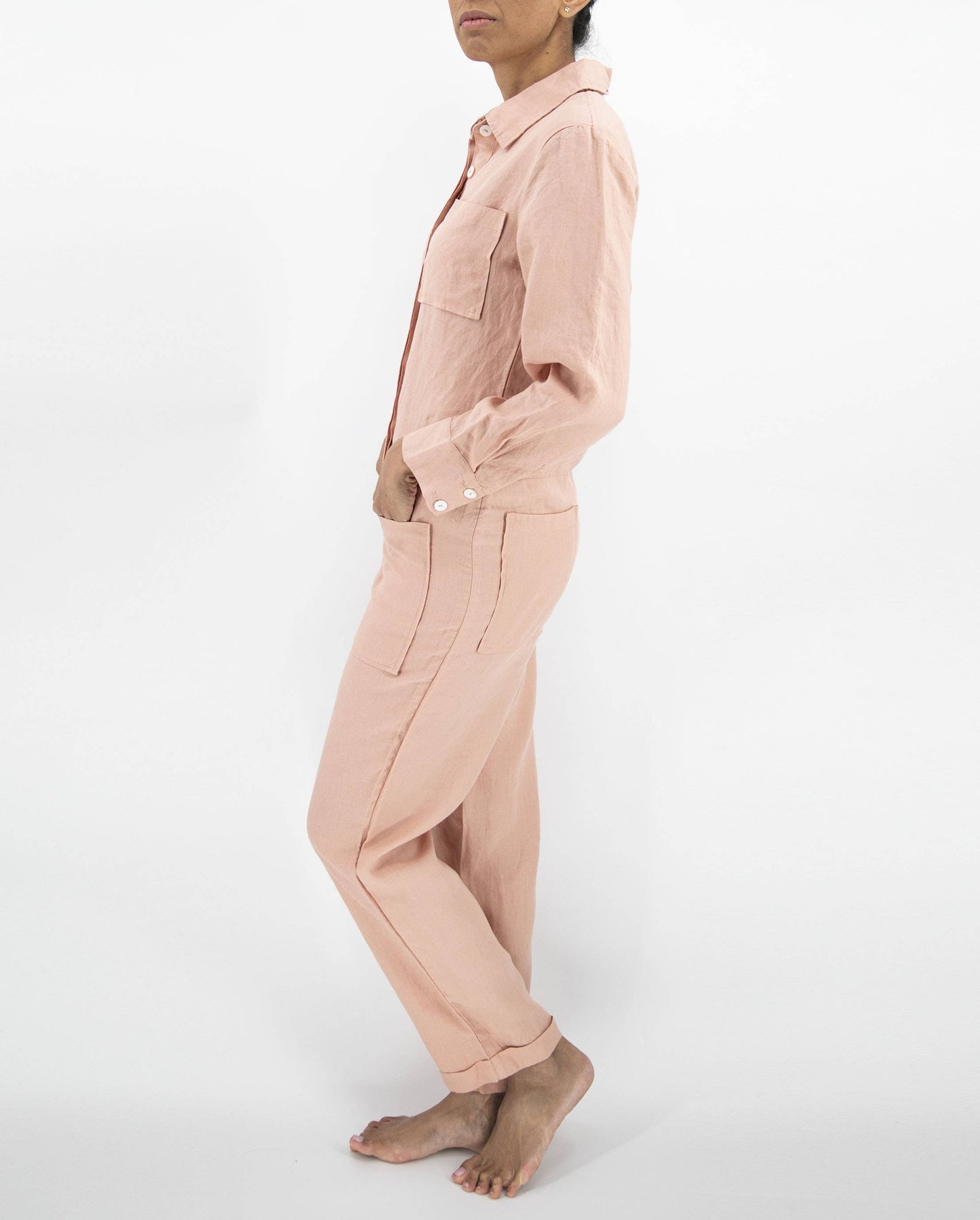 Sunday Morning - Isabelle Linen Jumpsuit: Charcoal / Medium