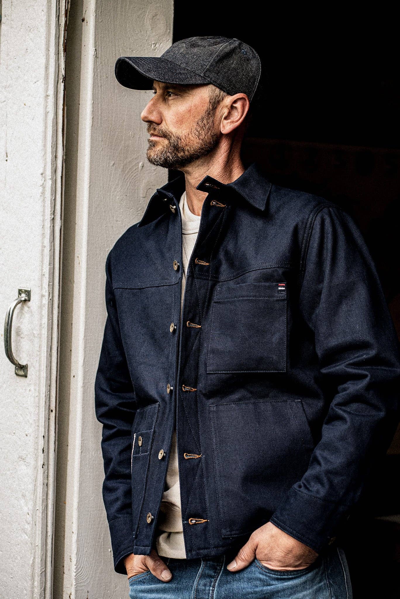 WiesMade - Men | Nico Chore Coat | Selvedge - Navy: Navy Raw Selvedge / S