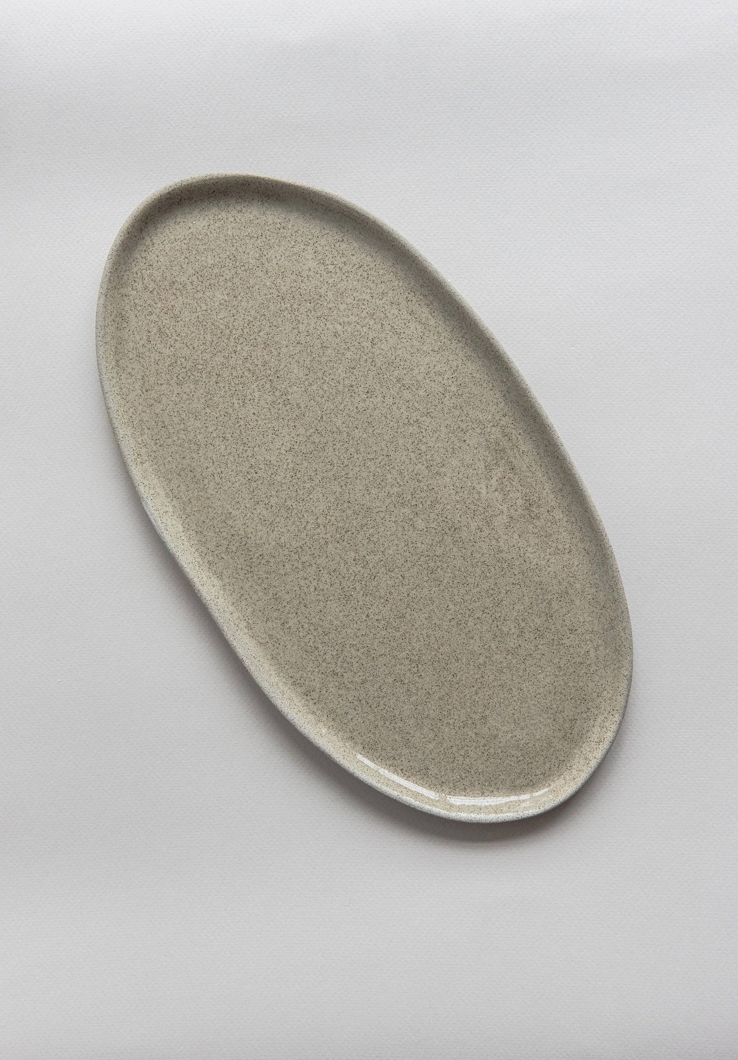 Creating Comfort Lab - Handmade Stoneware Oval Serving Platter "Concrete": Large