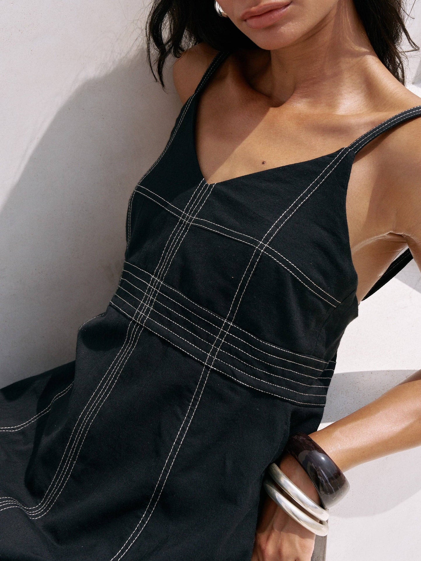 The Handloom - Eva Maxi Dress - Black: Black / M-L
