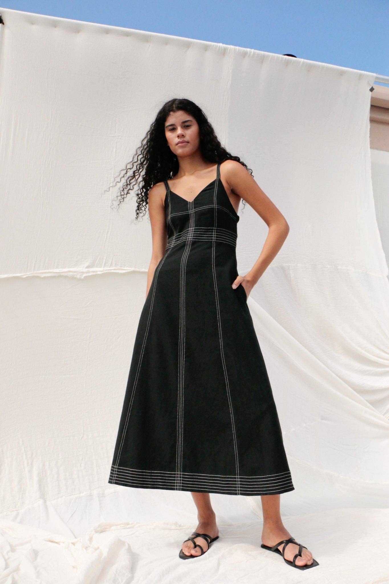 The Handloom - Eva Maxi Dress - Black: Black / S-M