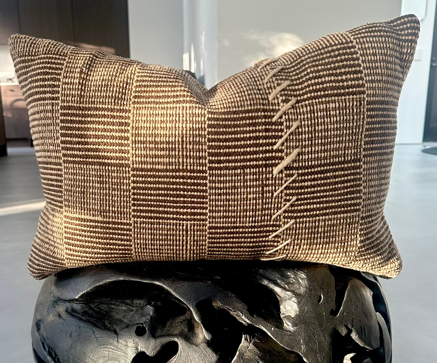 woolen bark stitch pillow from Chile