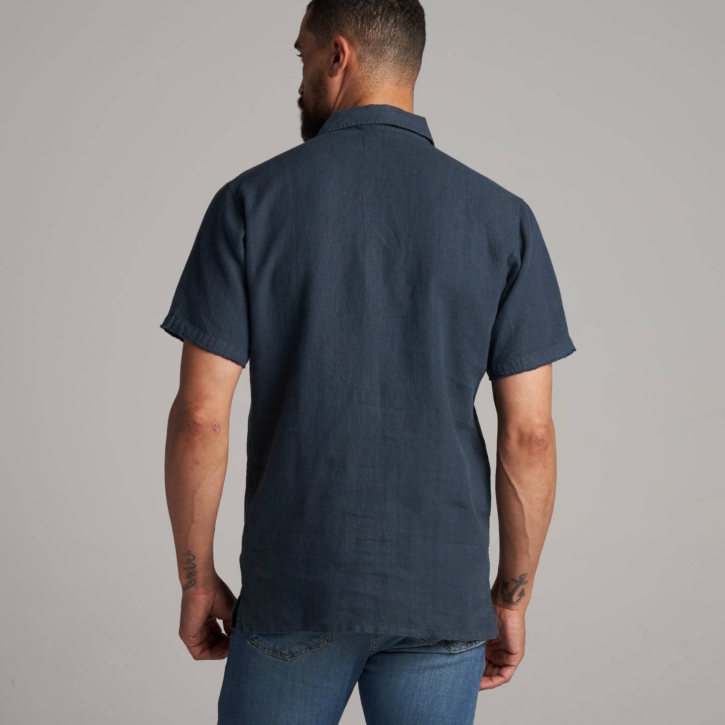 Rowan - Lyons Short Sleeve Linen Shirt: Seaport / M / MWTP0014