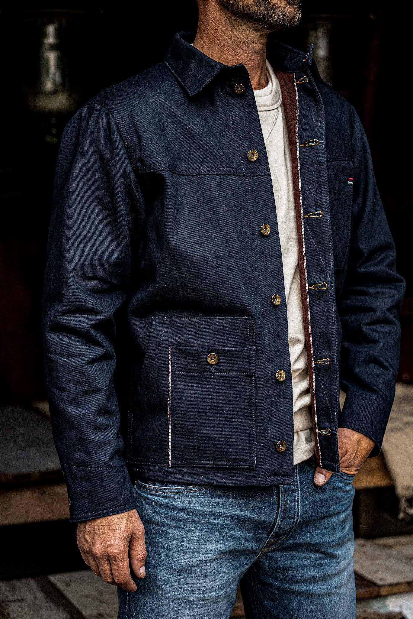 WiesMade - Men | Nico Chore Coat | Selvedge - Navy: Navy Raw Selvedge / S