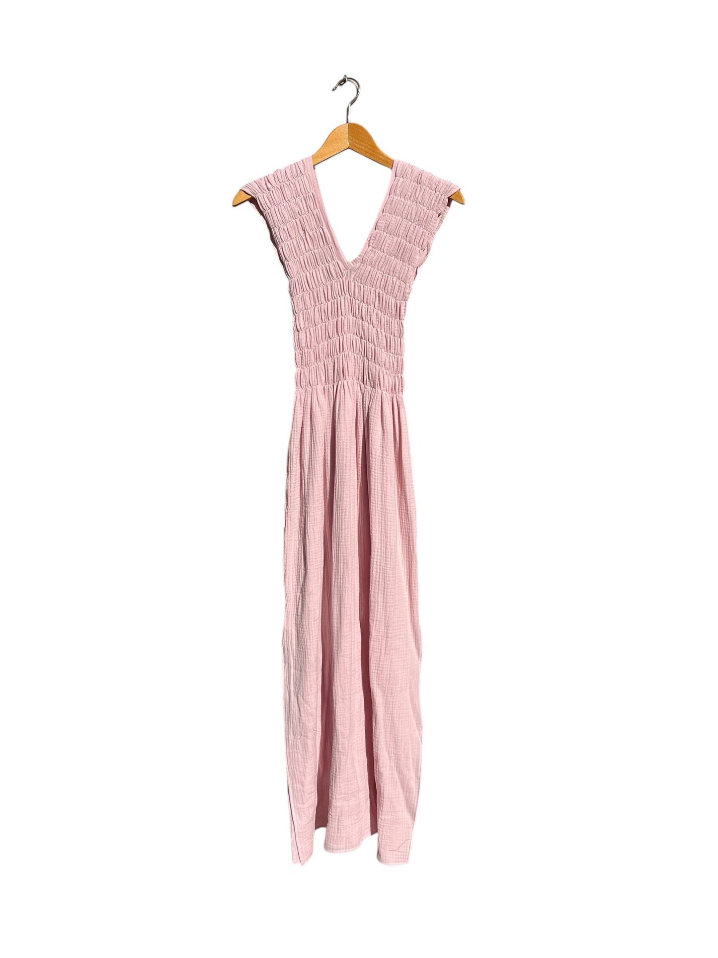 CECILIA SÖRENSEN - 736 ALBAZER V-neck dress in organic cotton muslin: Khaki