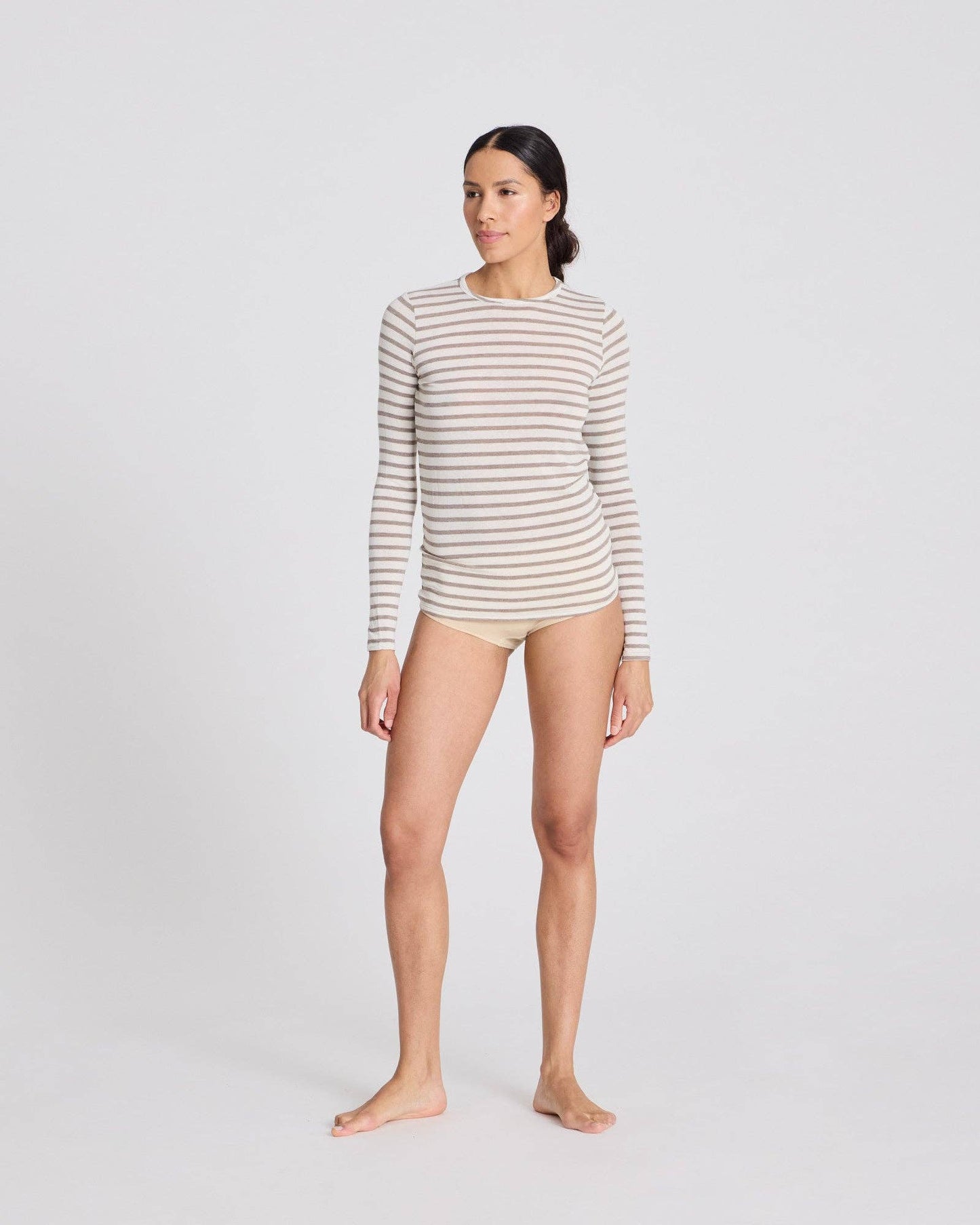 gai-lisva - Thyra Sailor Wool Top - Ecru / Grey Melange Sailor Stripe: S