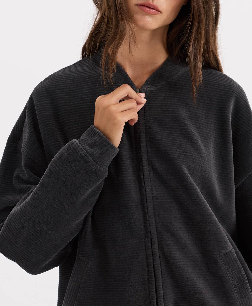 Women's Pure Velour Rib Bomber Jacket
