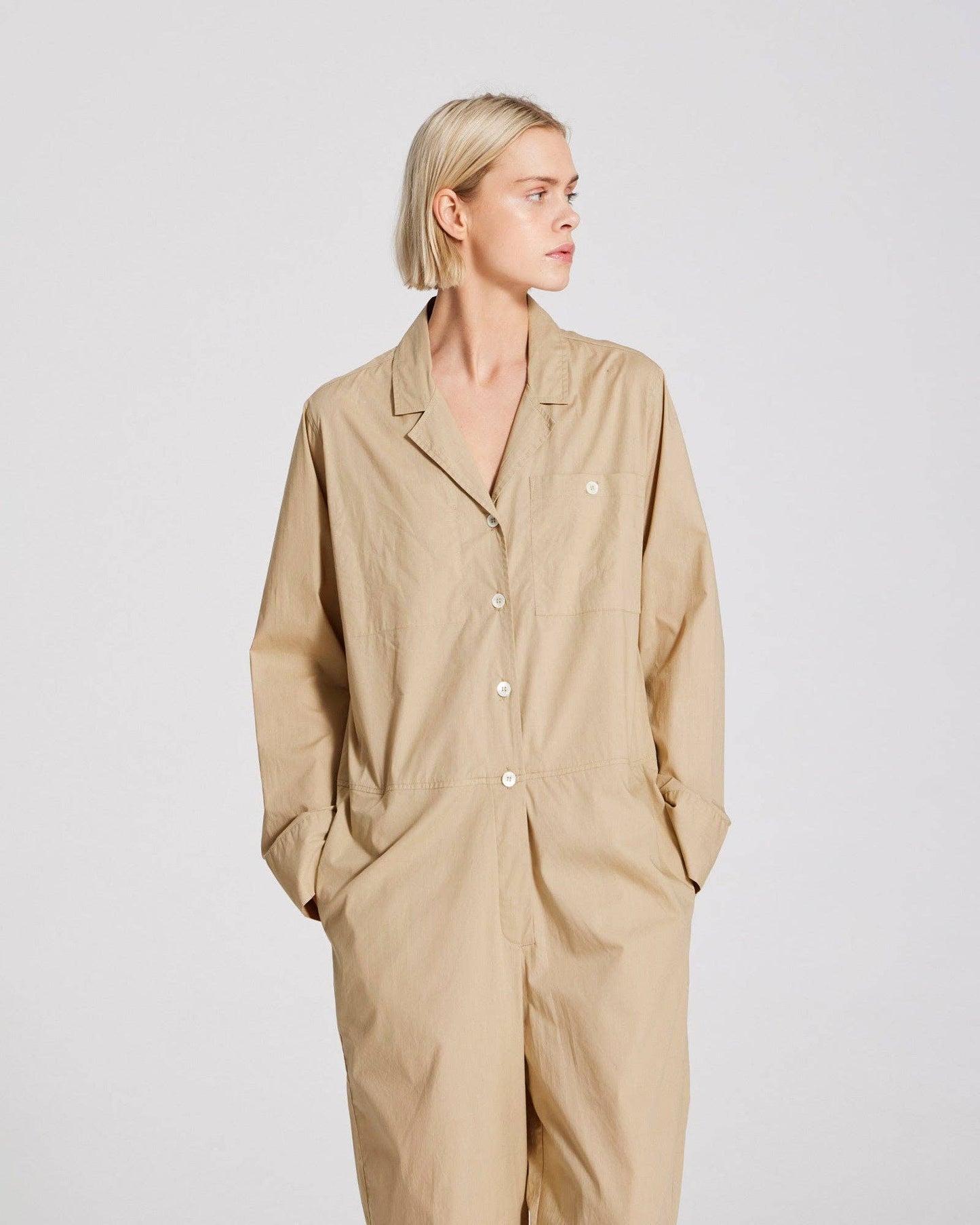 Lola Jumpsuit Cotton Poplin - Chinchilla