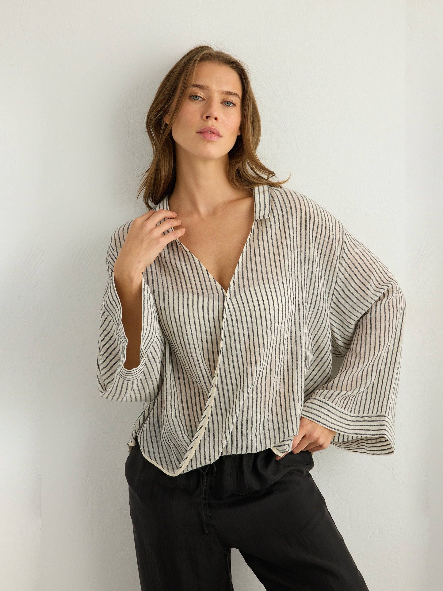 The Handloom - Sade Top - Black Stripes: Black Stripes / One Size