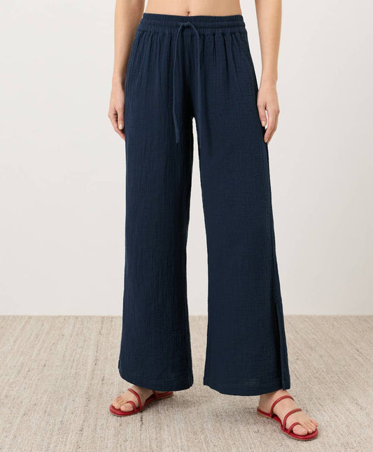 Pact - Women's Coastal Double Gauze Split Hem Pant: Navy / Medium