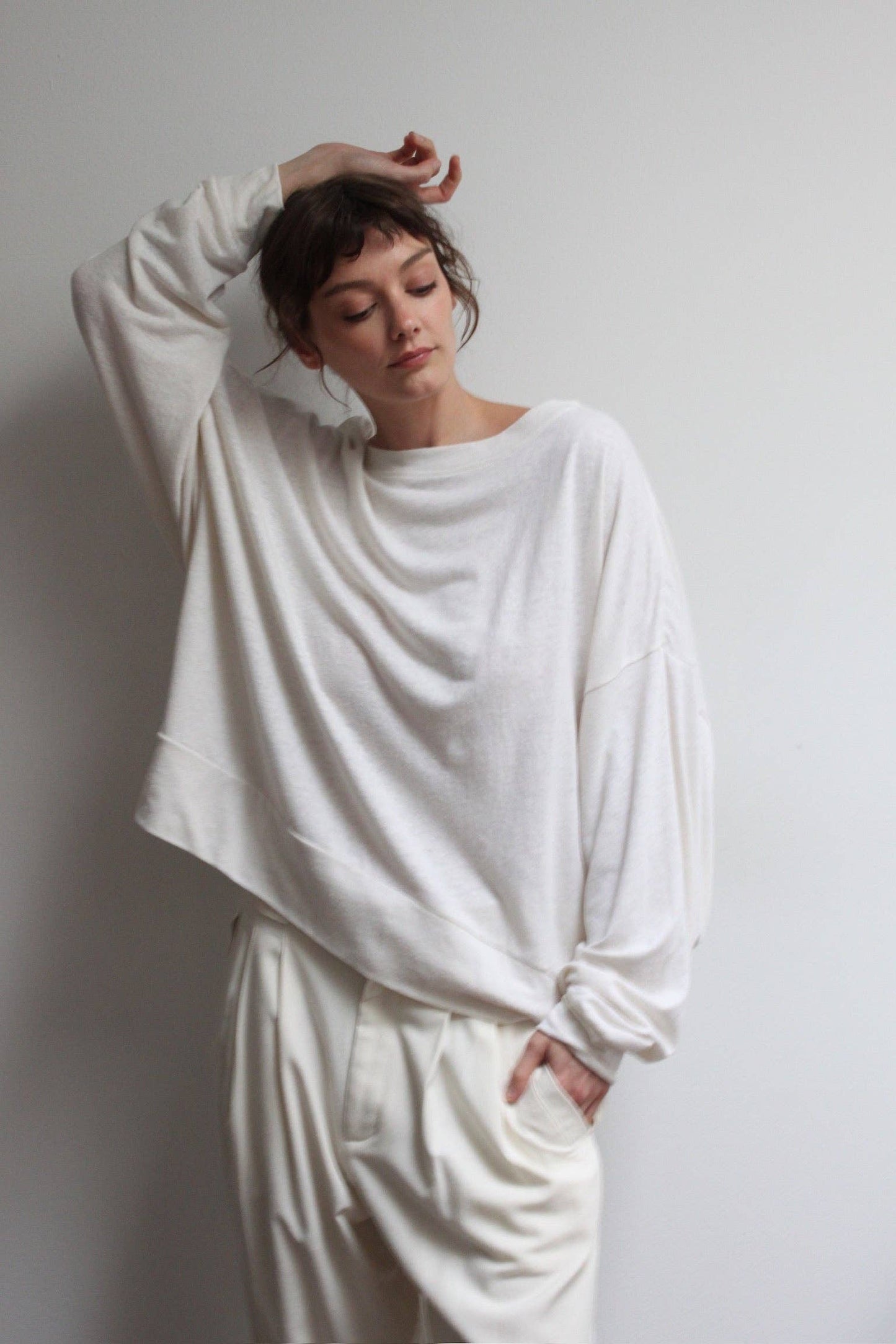 Mia Hemp-Organic Cotton Jersey Cropped Sweatshirt: Natural / O/S