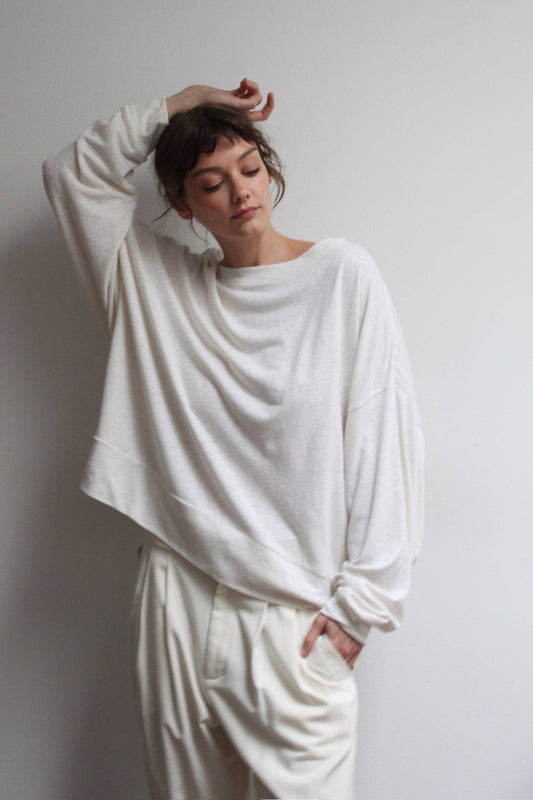 Mia Hemp-Organic Cotton Jersey Cropped Sweatshirt: Natural / O/S