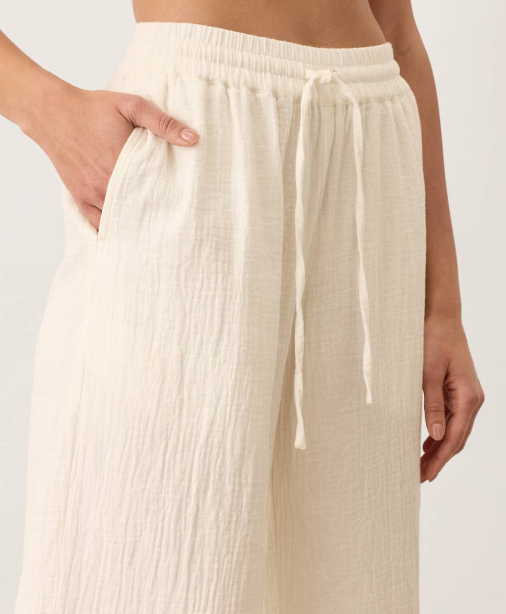 Pact - Women's Coastal Double Gauze Split Hem Pant: Cream / Medium