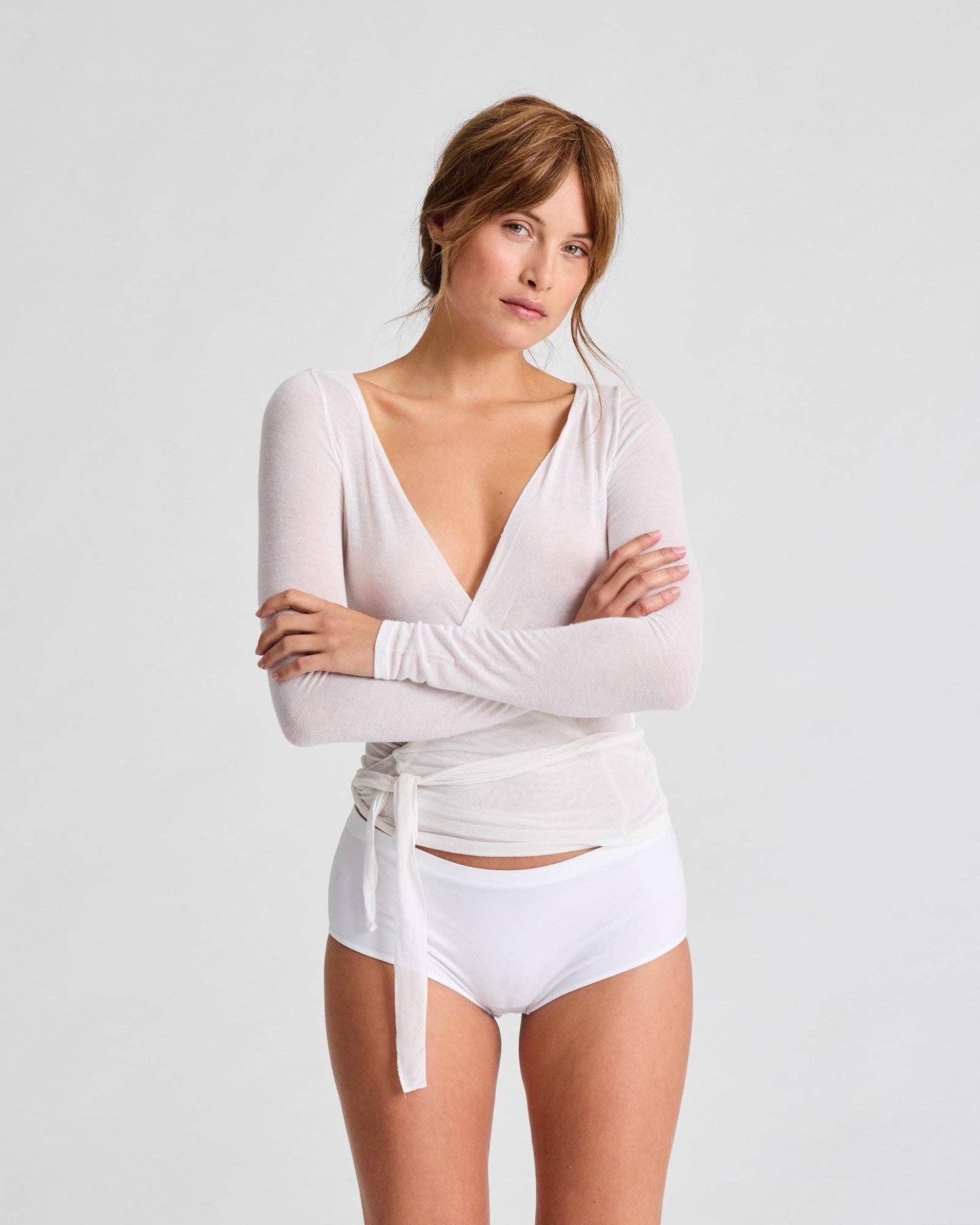 gai-lisva - Signe  Wool Wrap Top - White: L
