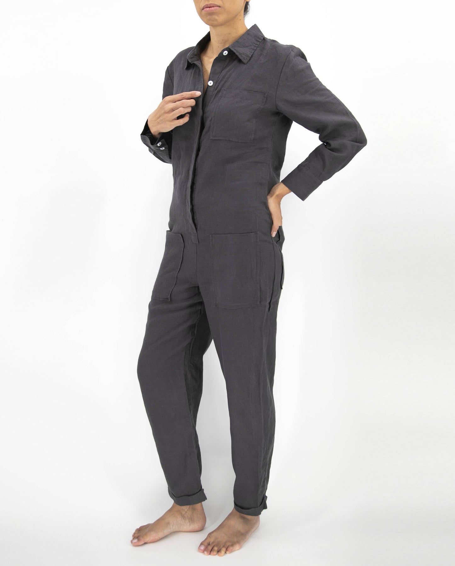 Isabelle Linen Jumpsuit: Milk / Medium