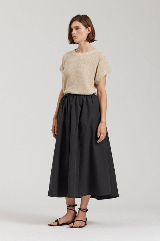 there. elsewhere - Cotton Poplin Skirt: Black / Small