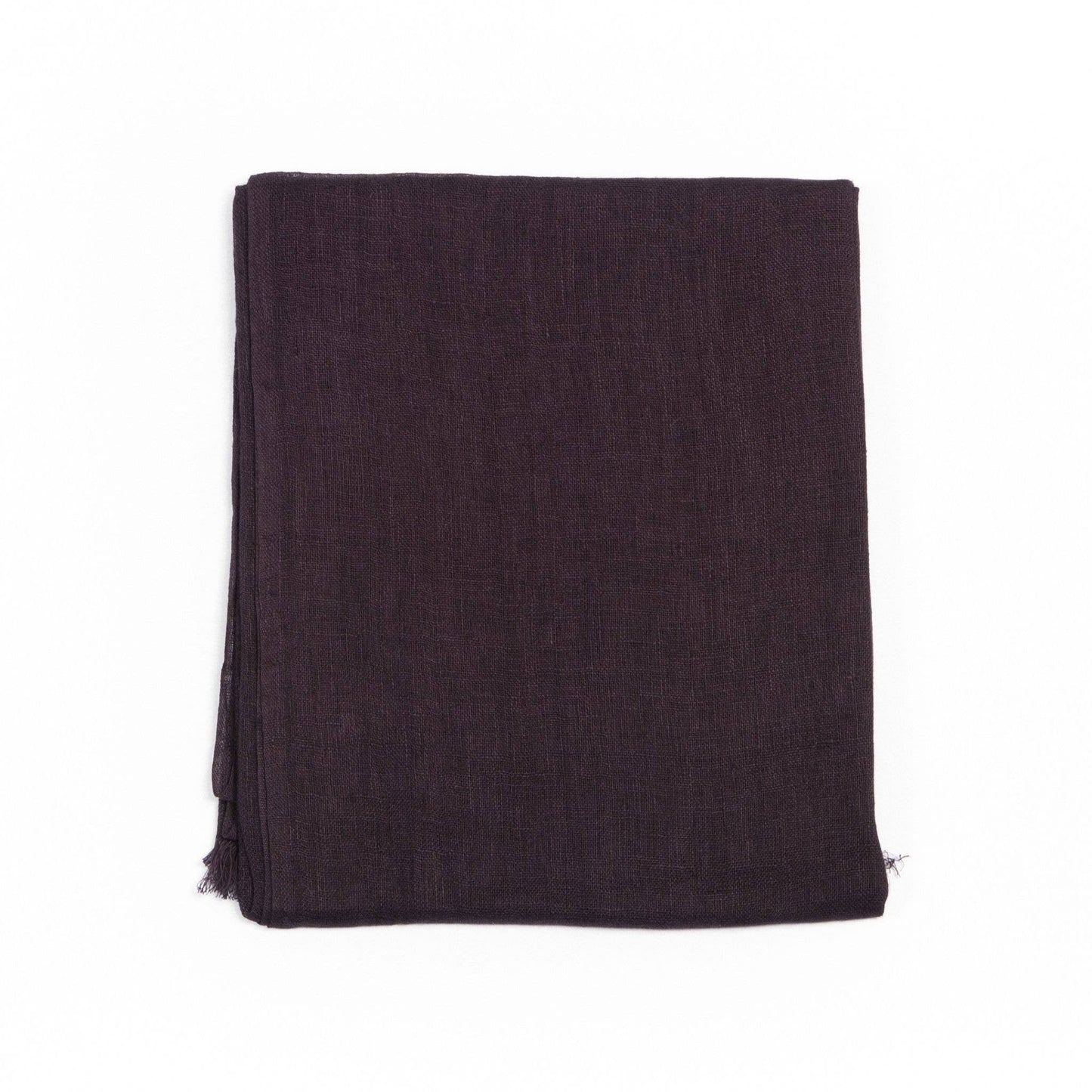 Coco Brown Soft Handwoven Modern Artisanal Linen Blend Scarf: Coco