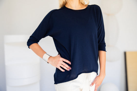Nuime Futo Mid Sleeve Fine Organic Cotton Woven Top Gender Free by Tamaki-Niime