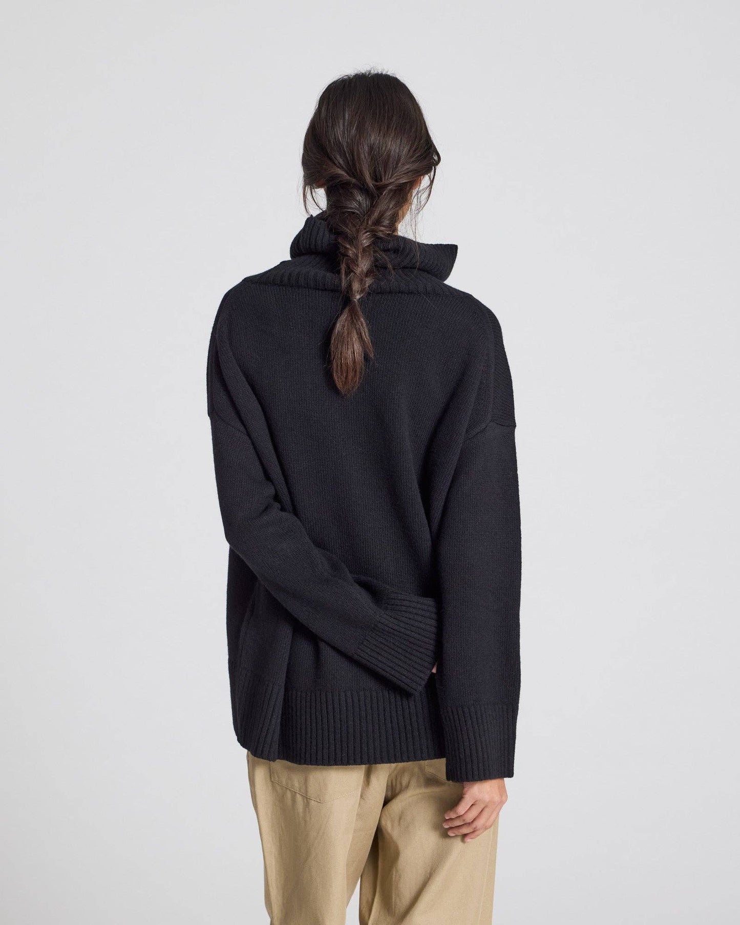 Vera Lambswool RElaxed Mock Sweater- Black: S