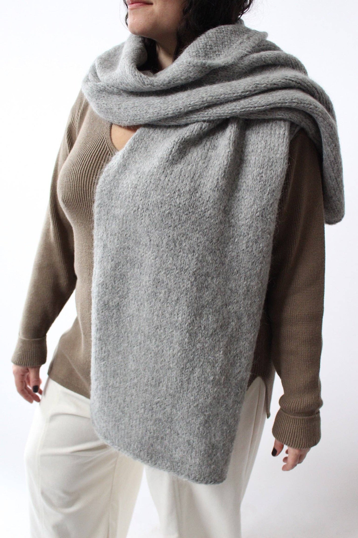 Na Nin - PRE-ORDER: Ralphie Knitted Suri Alpaca Blanket Scarf: Jute / O/S