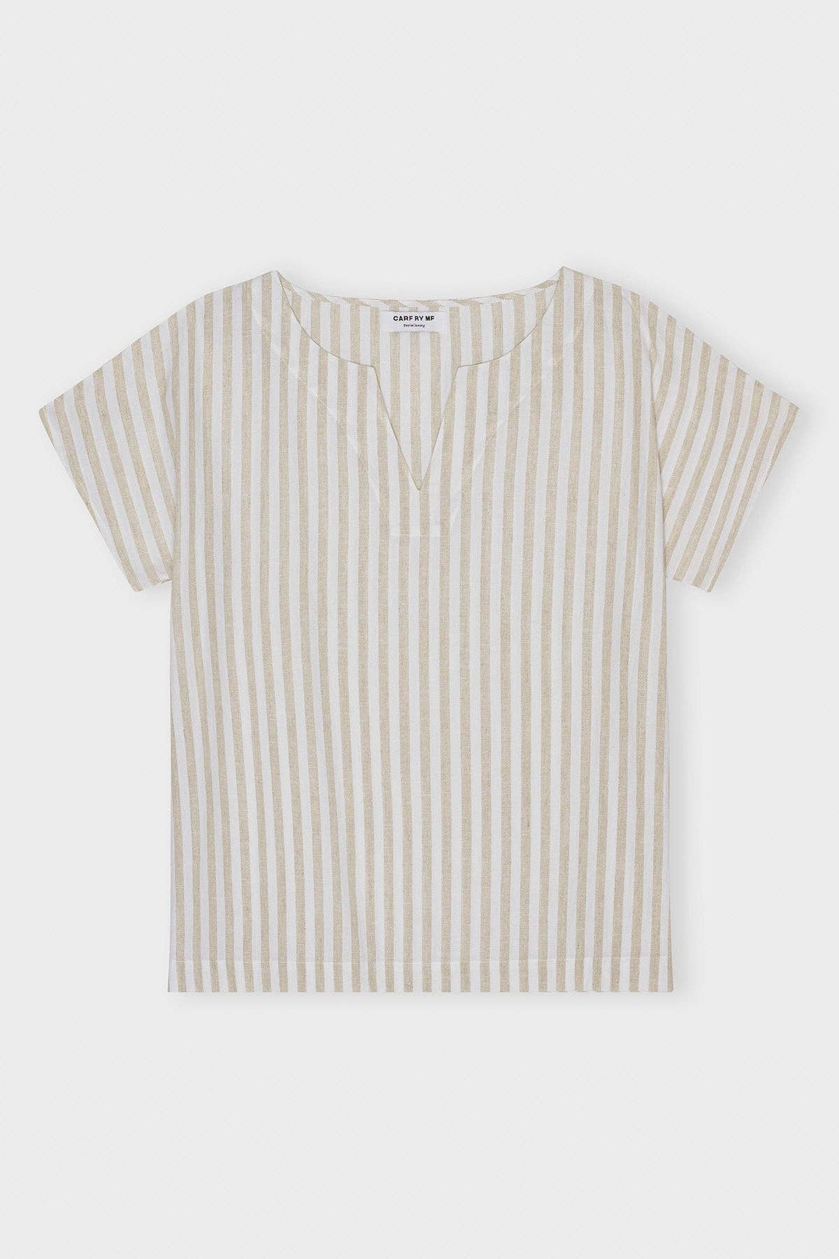 CARE BY ME - CECILIE V-TOP: Nature/ White stripe / S