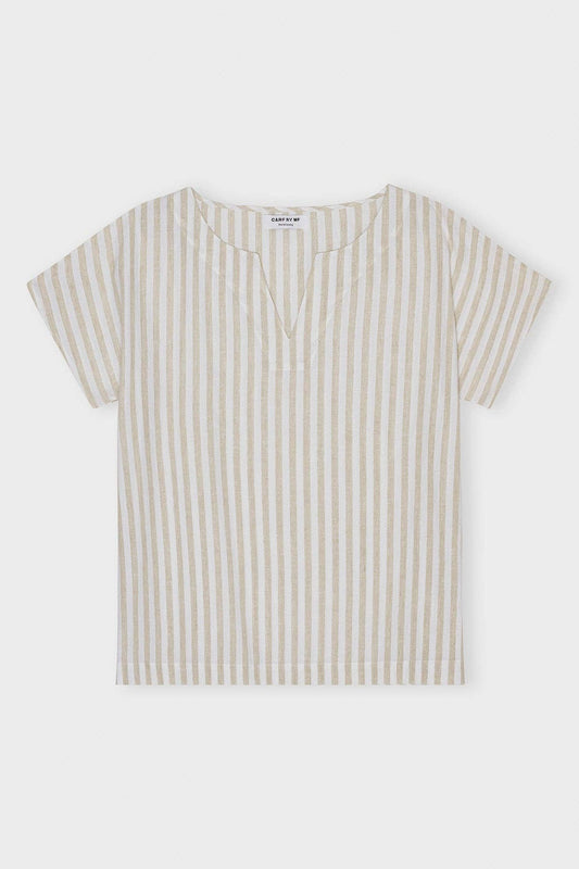 CARE BY ME - CECILIE V-TOP: Nature/ White stripe / S