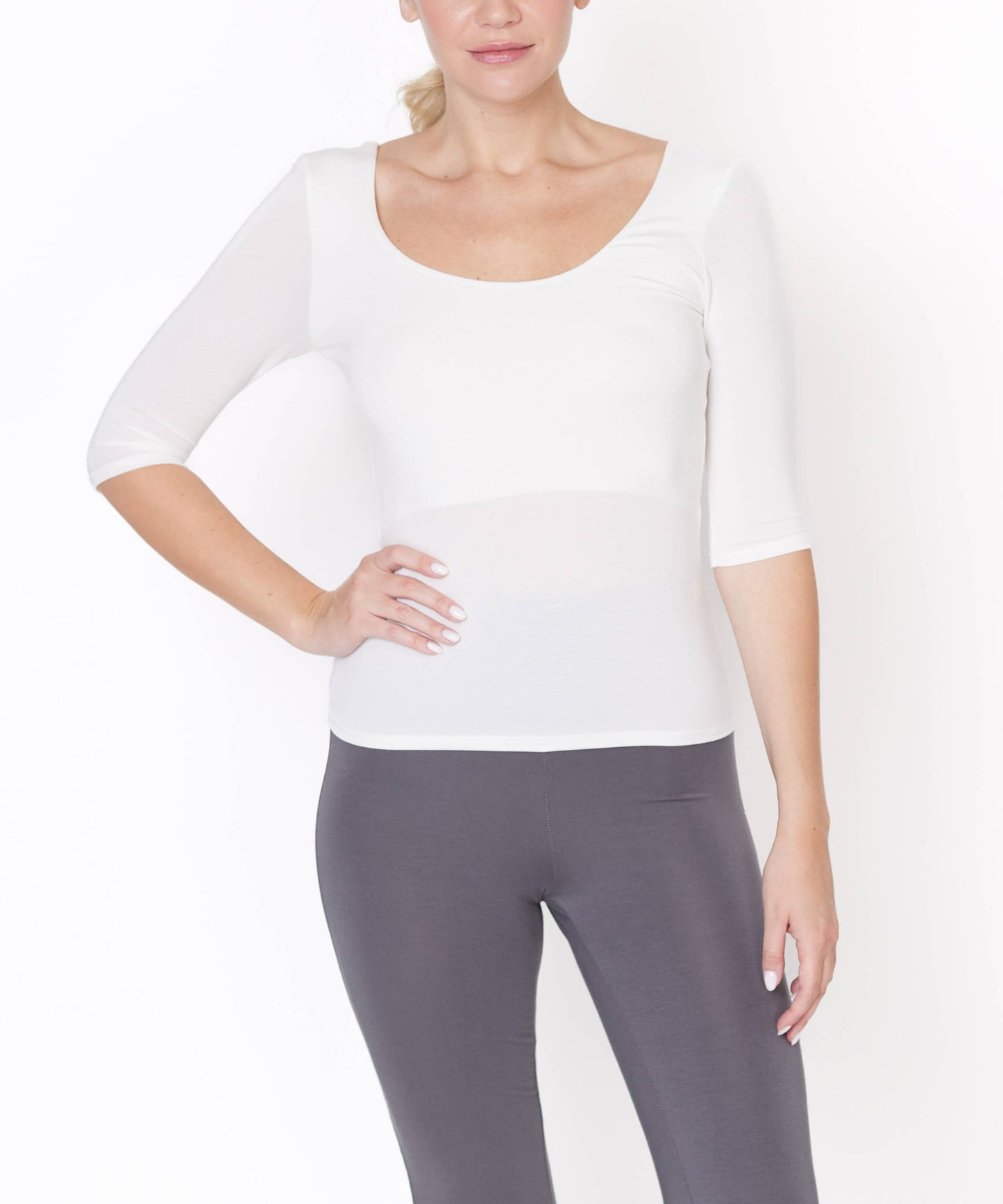 Studio Ko Clothing - BAMBOO BALLERINA YOGA TOP: Ivory / XL