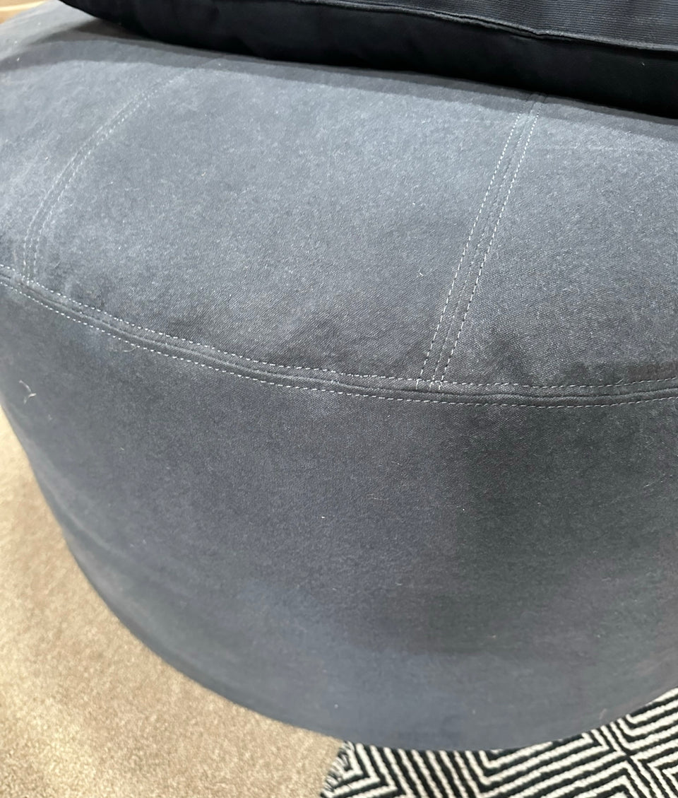 Slipcover Circular Ottoman in Cotton Canvas