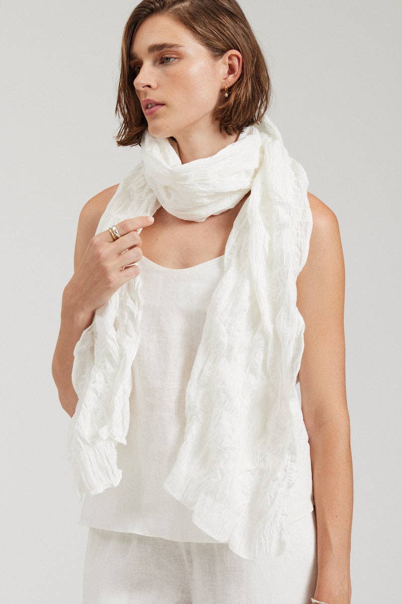 there. elsewhere - Textured Cotton Scarf: Off White