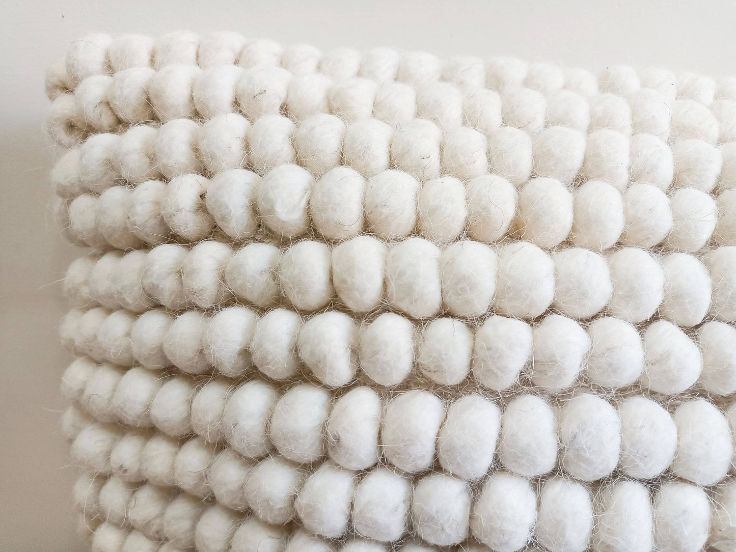 Handmade Ivory Nubby Throw Lumbar Pillow Cover with Insert