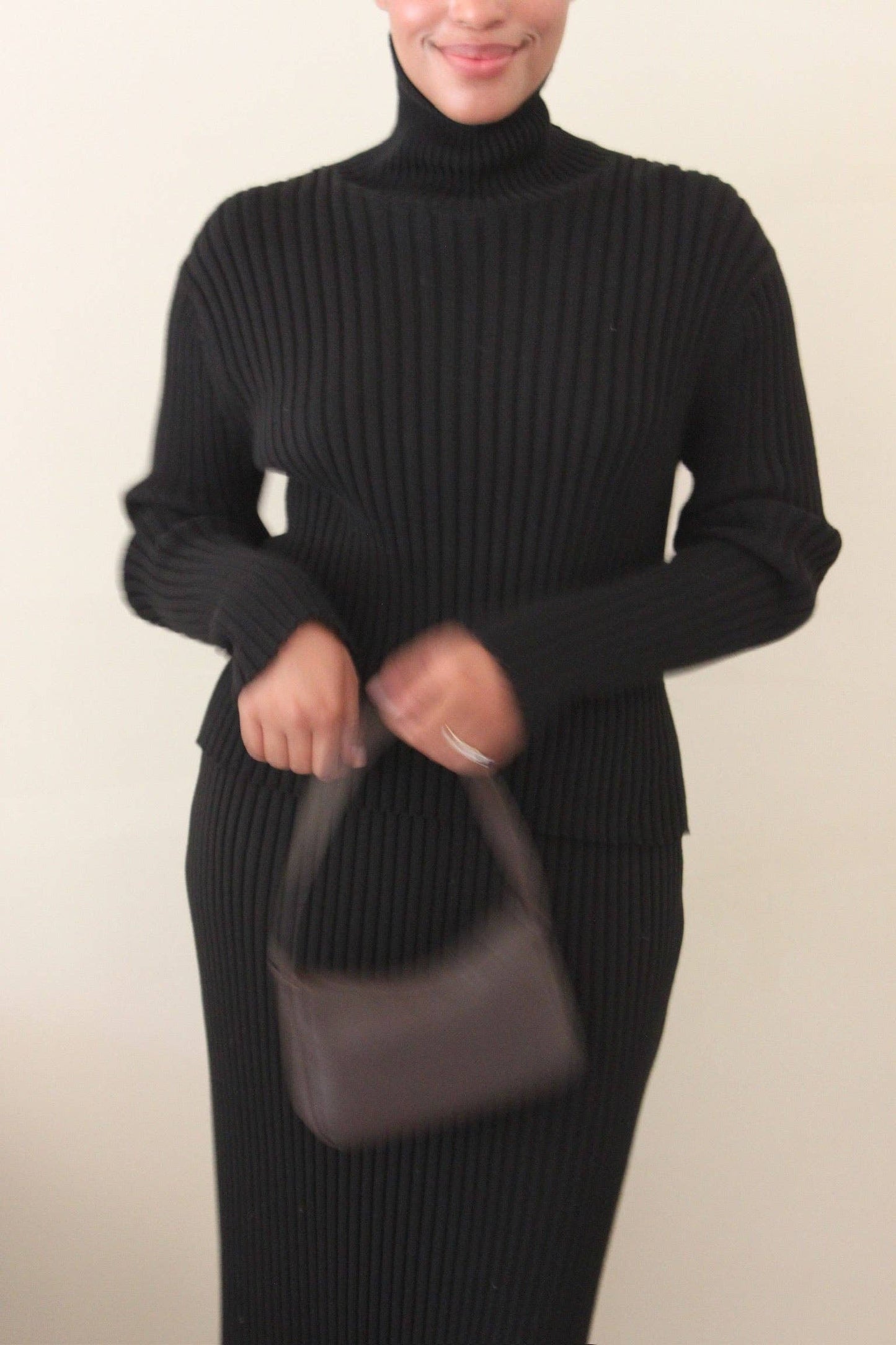 Na Nin - Montana Pima Cotton Turtleneck: Onyx / O/S