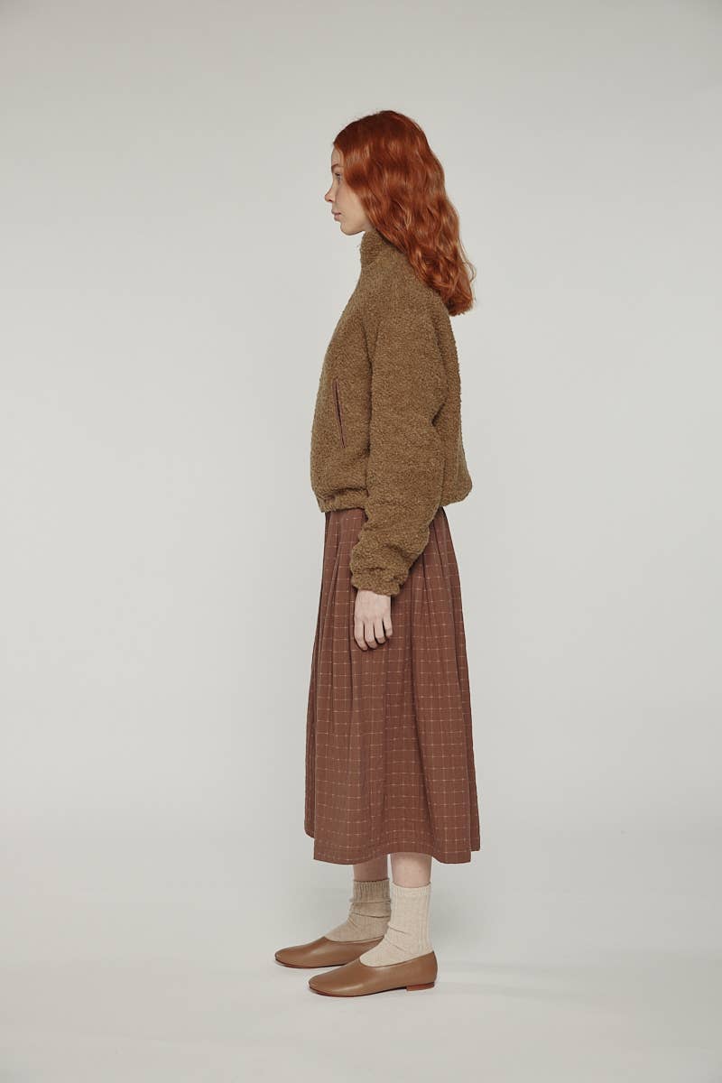 Amente - Wool high-neck bomber jacket: Olive / Solid / XS/S