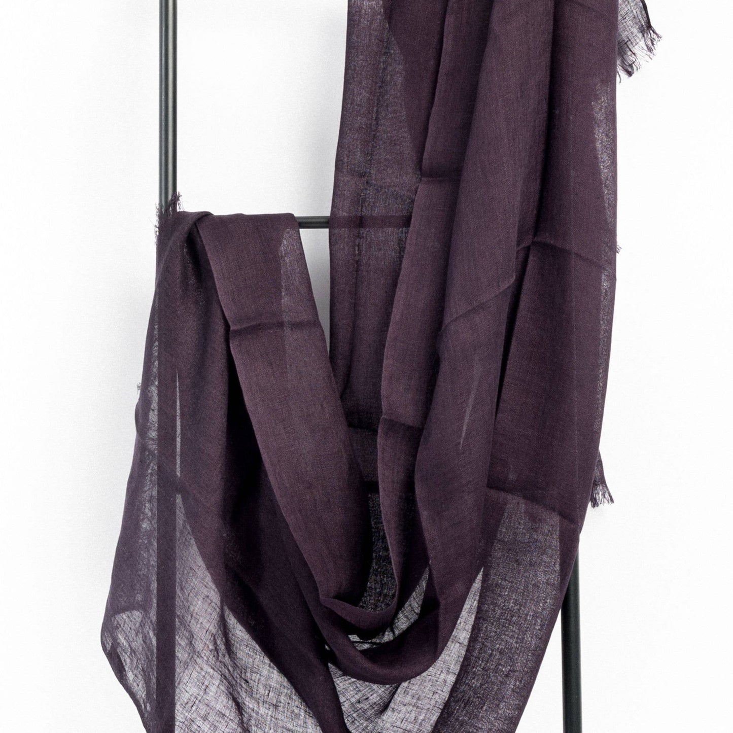 MIdnight Gray Linen Silk Handwoven Scarf:
