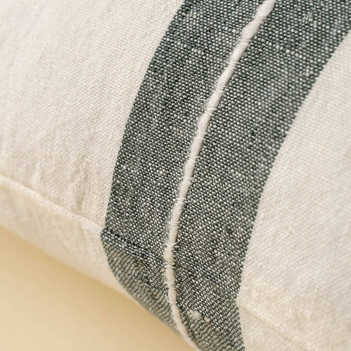 Emmett Linen Stripe Pillow in Chalk White