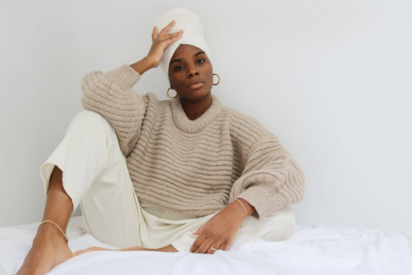 Na Nin - Romy Knitted Alpaca Balloon Sleeve Sweater: Tomato / O/S