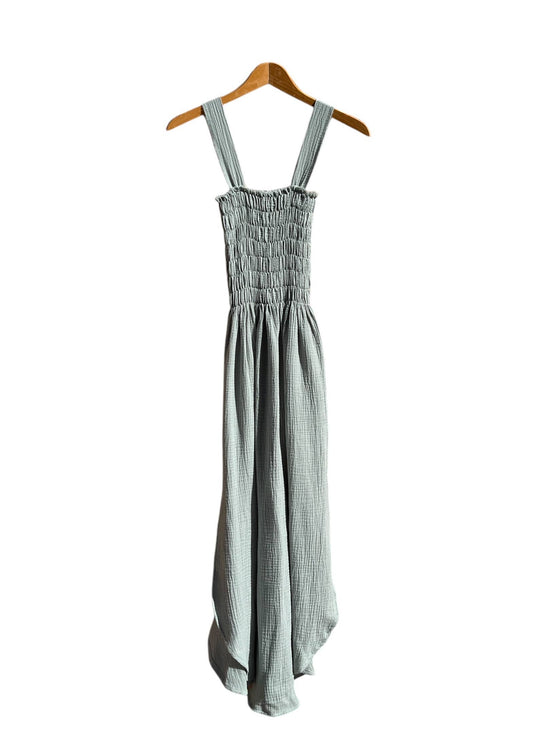 CECILIA SÖRENSEN - 737 ALENC Strap dress in organic cotton muslin: Khaki